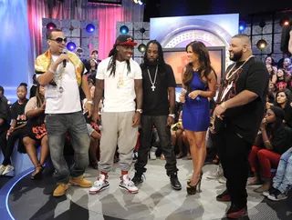 Rocsi with Ace Hood, French Montana, DJ Khaled,a nd Mavado - French Montana, Ace Hood, Mavado Rocsi Diaz and DJ Khaled at 106 &amp; Park, August 20, 2012. (Photo: John Ricard / BET)