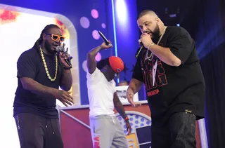 Kiss The Ring - T-Pain and DJ Khaled for soundcheck at 106 &amp; Park, August 20, 2012. (Photo: John Ricard / BET)