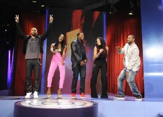 Do a Lil' Dance - Cast of Sparkle, Omari Hardwick, Tika Sumpter, Derek Luke, Jordin Sparks and Mike Epps at 106 &amp; Park, August 16, 2012. (Photo: John Ricard / BET)