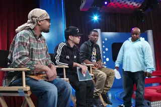 What You Say? - Freestyle Friday judges Juvenile, Araab Muzik and Hitboy tell producer Pat Charles that they won't need a 3rd round to declare a winner at 106 &amp; Park, August 17, 2012. (Photo: John Ricard / BET).