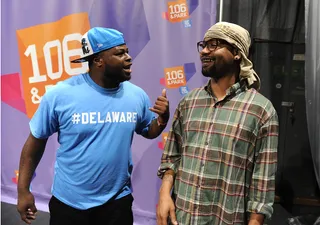 I Won! - Freestyle Friday winner Diggs and Juvenile at 106 &amp; Park, August 17, 2012. (Photo: John Ricard / BET).