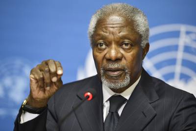 Kofi Annan Resigns as Peace Envoy - After months of failed attempts at implementing a lasting peace plan, former U.N. Secretary General and U.N. peace envoy to Syria Kofi Annan announced on Aug. 2, 2012, that he will step down from the role at the end of the month. His well-intentioned &quot;six point plan&quot; failed to bring about a lasting ceasefire between the Syrian government and rebels.