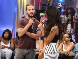 Oh Yea.. - Shia LaBeouf and Rocsi at 106 &amp; Park, August 13, 2012. (Photo: John Ricard / BET)