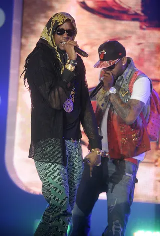 Cool Bro - 2 Chainz and Cap-One soundcheck at 106 &amp; Park, August 13, 2012. (Photo: John Ricard / BET)