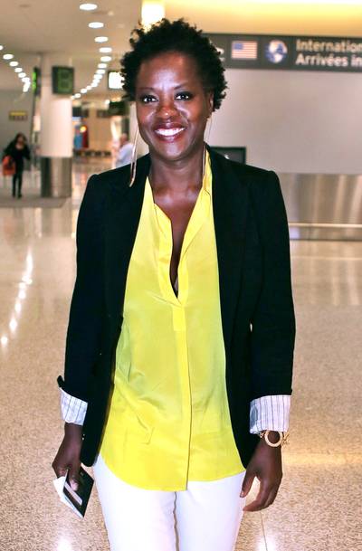 Mellow Yellow - Actress Viola Davis arrives at Pearson International Airport in Toronto, where she's filming the movie Suicide Squad, in which she plays the role of government agent and Suicide Squad boss Amanda Waller.(Photo: S Fernandez / Splash News)