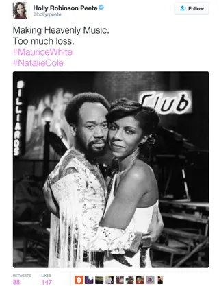 Holly Robinson Peete - The talk show host shares a beautiful throwback pic of two deceased icons.(Photo: Frank Edwards/Fotos International/Getty Images via Holly Robinson Peete Twitter)&nbsp;