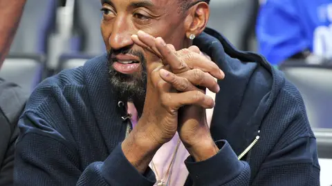 LOS ANGELES, CALIFORNIA - APRIL 18: Scottie Pippen attends an NBA playoffs basketball game between the Los Angeles Clippers and the Golden State Warriors at Staples Center on April 18, 2019 in Los Angeles, California. (Photo by Allen Berezovsky/Getty Images)