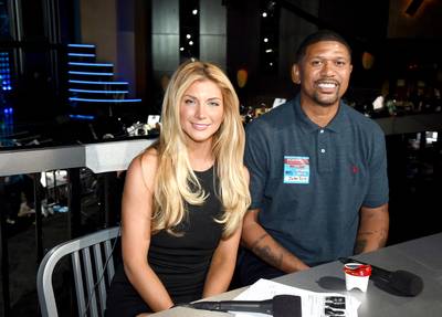 Correspondent's Table - Giving us the scoop on what's going down at The Players' Awards is Jalen Rose and Kaileigh Brandt. (Photo: Ethan Miller/Getty Images for BET)
