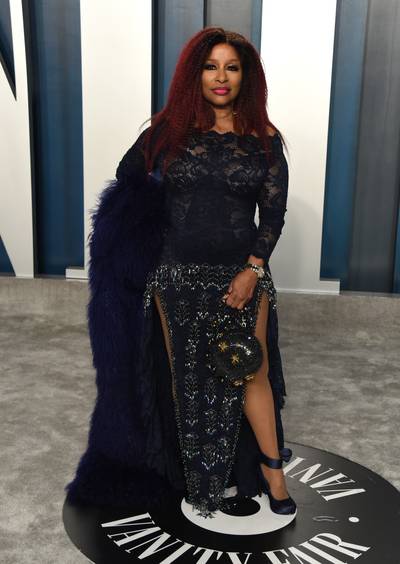Chaka Khan - Chaka Khan doesn’t look like she’s afraid to show some skin in this black and lacy double-slit evening gown. &nbsp;(Photo by John Shearer/Getty Images) (Photo by John Shearer/Getty Images)