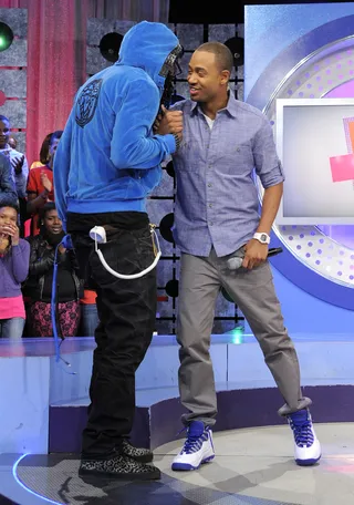 Showing Love - Rapper 2 Chainz and Terrence J at 106 &amp; Park, February 23, 2012. (Photo: John Ricard / BET)