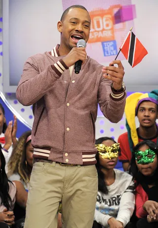 Fun in the Sun - Terrence J tells the audience how much he enjoyed his recent visit to Trinidad and Tobago at 106 &amp; Park, February 21, 2012. (Photo: John Ricard / BET)