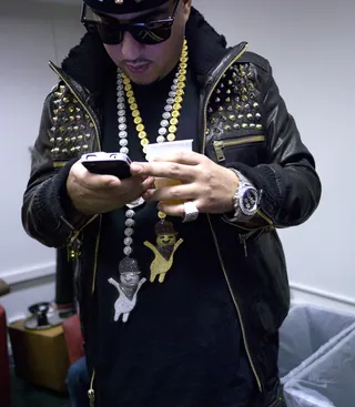 Let Me Check - French Montana in the green room at 106 &amp; Park, February 21, 2012.&nbsp; (Photo: John Ricard / BET)