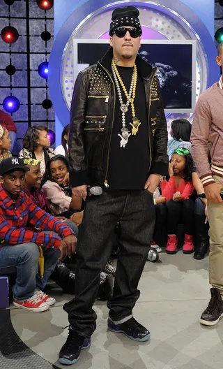 BX Stand Up - French Montana at 106 &amp; Park, February 21, 2012. (Photo: John Ricard / BET)