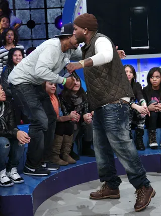 What's Good - Young Jeezy shows love to the Livest Audience at 106 &amp; Park, February 17, 2012. (Photo: John Ricard / BET)