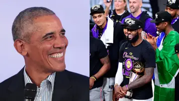 Barack Obama and the Los Angeles Lakers on BET Buzz 2020.