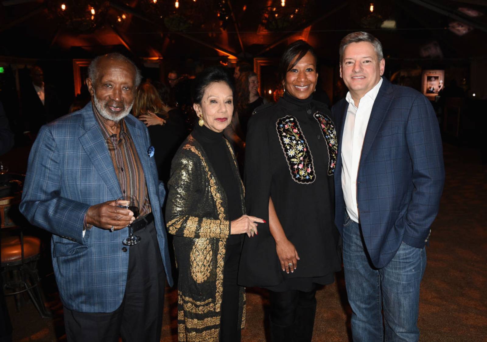 Clarence Avant, Jacqueline Avant, Ambassador Nicole Avant, and Ted Sarandos attend Norman Lear's 95th Birthday Celebration on December 7, 2017 in Los Angeles, California. (Photo by Joshua Blanchard/Getty Images for People For the American Way)
