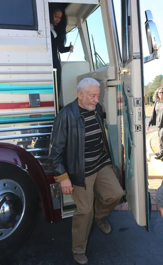 Lean on Me - Singing great Bill Withers added to the celebration when he got on the bus for the Celebrity Bus Ride to Selma.&nbsp;  (Photo: Johnny Nunez/ BET)