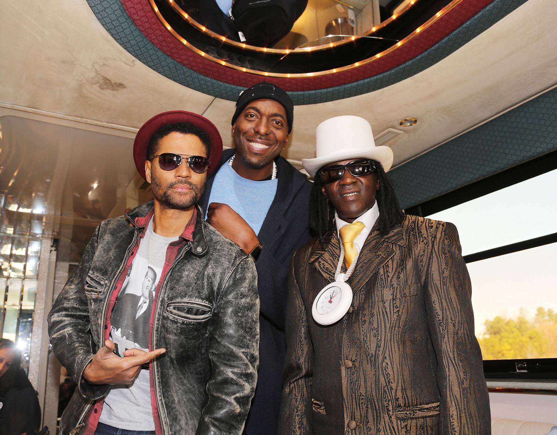 Celebrating the Victory at Selma - Public Enemy's Flavor Flav, former NBA player John Salley and soul singing vet Eric Benet honor the day, joining the Celebrity Bus Ride to Selma.&nbsp;  &nbsp;(Photo: Johnny Nunez/ BET)