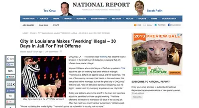 No Twerking - After a false press release banning twerking was released in DeQuincy, Louisiana, the town mayor has been working hard to debunk the rumors.&nbsp;(Photo: Courtesy of NationalReport.net)