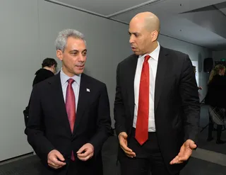 Birds of a Feather - Newark Mayor Cory Booker is expected to slide to victory and handily win his U.S. Senate bid in October. But he's not taking anything for granted. Chicago Mayor Rahm Emanuel will leave the Windy City to stump for Booker in Jersey City on Sept. 20.(Photo: Kevork Djansezian/Getty Images)