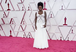 Viola Davis&nbsp; - Viola Davis wowed us with her hair pulled up with loose curls to match her stunning McQueen lazer cut gown.&nbsp; (Photo by Chris Pizzelo-Pool/Getty Images)