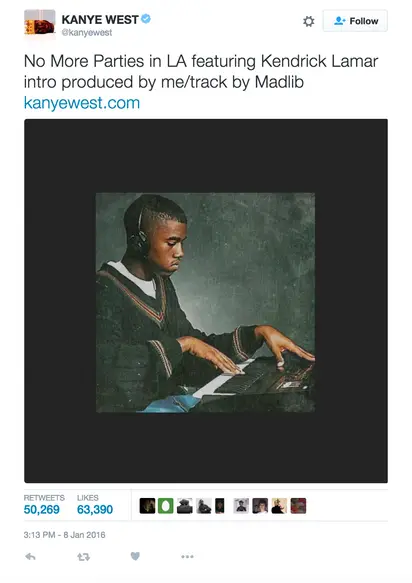 January 2016: The Second - Image 25 from The History of Kanye's 'T.L.O.P.'  Documented on Twitter
