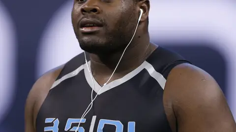 INDIANAPOLIS, IN - FEBRUARY 24: Former Notre Dame defensive lineman Louis Nix looks on during the 2014 NFL Combine at Lucas Oil Stadium on February 24, 2014 in Indianapolis, Indiana. (Photo by Joe Robbins/Getty Images)