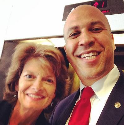 Sen. Lisa Murkowski (R-Alaska) - “Sen. Murkowski has quickly become a Senator whose opinions and insights I value and who works hard to find common ground amidst the partisanship that too often paralyzes DC. #Grateful”   (Photo: Cory Booker via Instagram)