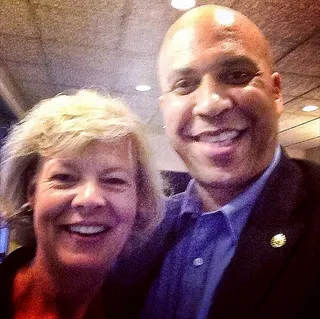 Sen. Tammy Baldwin (D-Wisconsin) - “Sen. Baldwin has become a trusted colleague for me and I’ve enjoyed working with her on worker training and jobs issues. #ValuedVoice”   (Photo: Cory Booker via Instagram)