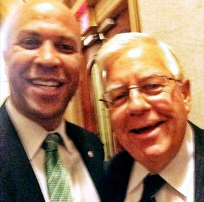 Sen. Michael Enzi (R-Wyoming) - “Senator Enzi has a strong reputation for working on bipartisan deals. He is one of the deans of our weekly prayer breakfast and a senior senator I’ve come to admire and appreciate as a colleague and friend. #BreakfastBrother&quot;   (Photo: Cory Booker via Instagram)