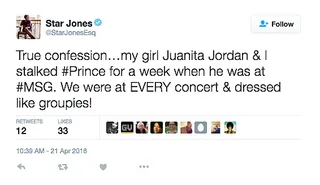 Star Jones - The TV Host admitted her past as a Prince&nbsp;groupie.(Photo: Star Jones via Twitter)