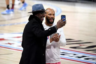 FEB 14:&nbsp;Common and J. B. Smoove&nbsp; - Common and J. B. Smoove at the NBA All-Star Celebrity Game 2020. (Photo by Kevin Mazur/Getty Images)