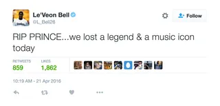 Le'Veon Bell - The All-Pro running back honored the music legend.(Photo: Le'Veon Bell via Twitter)