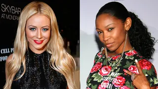 D. Woods and Aubrey O'Day - Aubrey O'Day and D. Woods were ushered out of Danity Kane on national television by Diddy on MTV's Making the Band.&nbsp;   (Photos from left: Alexandra Wyman/Getty Images for Voli Light Vodkas, David Livingston/Getty Images)
