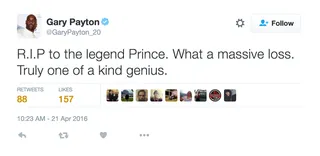 Gary Payton - The genius of Prince will never be forgotten.(Photo: Gary Payton via Twitter)