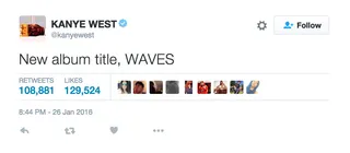 January 2016: From SWISH to WAVES - This is name change numero dos.(Photo: Kanye West via Twitter)