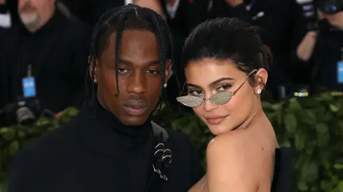 Travis Scott and Kylie Jenner attend "Heavenly Bodies: Fashion & the Catholic Imagination", the 2018 Costume Institute Benefit at Metropolitan Museum of Art on May 7, 2018 in New York City. 