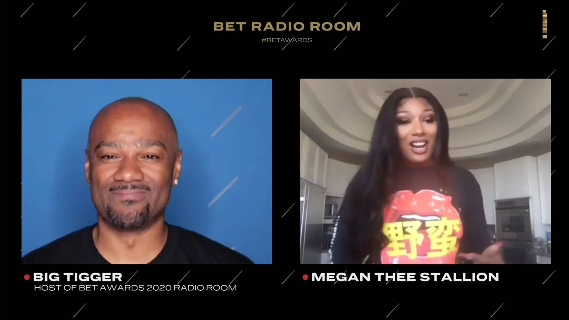 Megan Thee Stallion and Big Tigger on the 2020 BET Awards.
