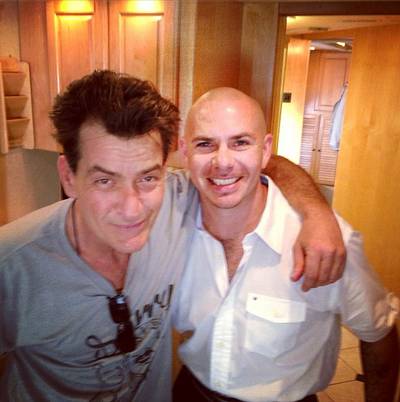 Pitbull @pitbull - A new bromance? Party boys Pitbull and&nbsp;Anger Management's Charlie Sheen are a match made in heaven. (Photo: Instagram via Pitbull)