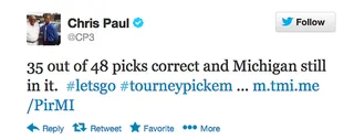 Chris Paul (@CP3) - They've got team spirit! Athletes and other stars sound off on Twitter during the NCAA's college basketball tournament. — Britt Middleton(Photo: Chris Paul/Twitter)
