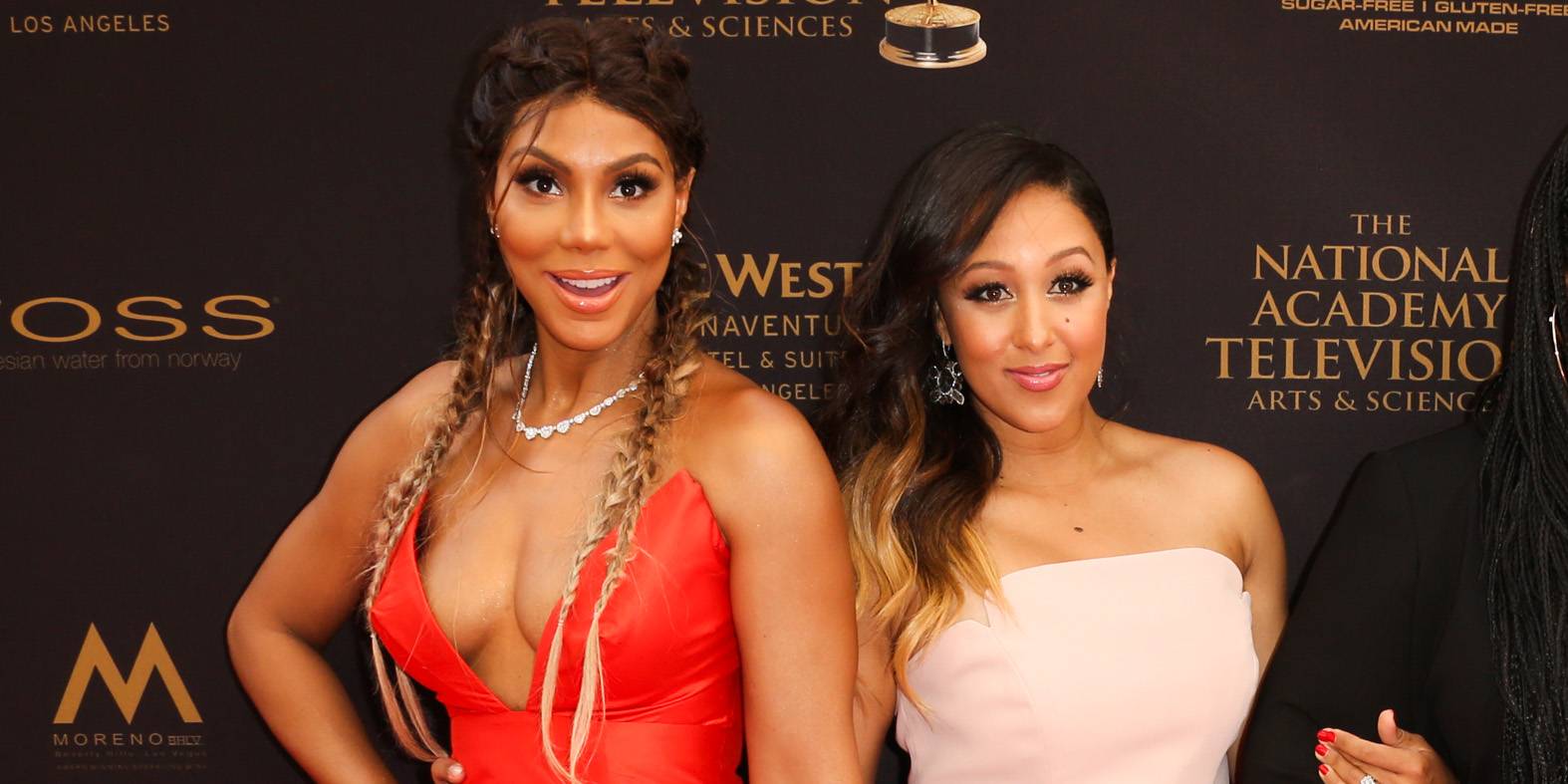 LOS ANGELES, CA - MAY 01:  (L-R) TV Personalities Tamar Braxton, Tamera Mowry-Housley, Loni Love, Jeannie Mai, and Adrienne Bailon attend the 2016 Daytime Emmy Awards at The Westin Bonaventure Hotel on May 1, 2016 in Los Angeles, California.  (Photo by Paul Archuleta/FilmMagic)