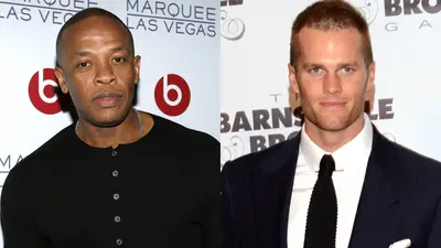 Dr. Dre/Tom Brady - News that Dr. Dre may be closing in on a deal with software giant Apple for some $3.2 billion for his Beats Electronics company (which produces his Beats by Dre headphones and such) came along with word that he's signing paperwork to grab the keys to the former Brentwood, Calif., home of Patriots quarterback&nbsp;Tom Brady and his supermodel wife, Gisele Bundchen. The pricetag on the lot: $50 million. How you like them apples?(Photos from left: Isaac Brekken/Getty Images for Beats by Dre, Vivien Killilea/Getty Images)