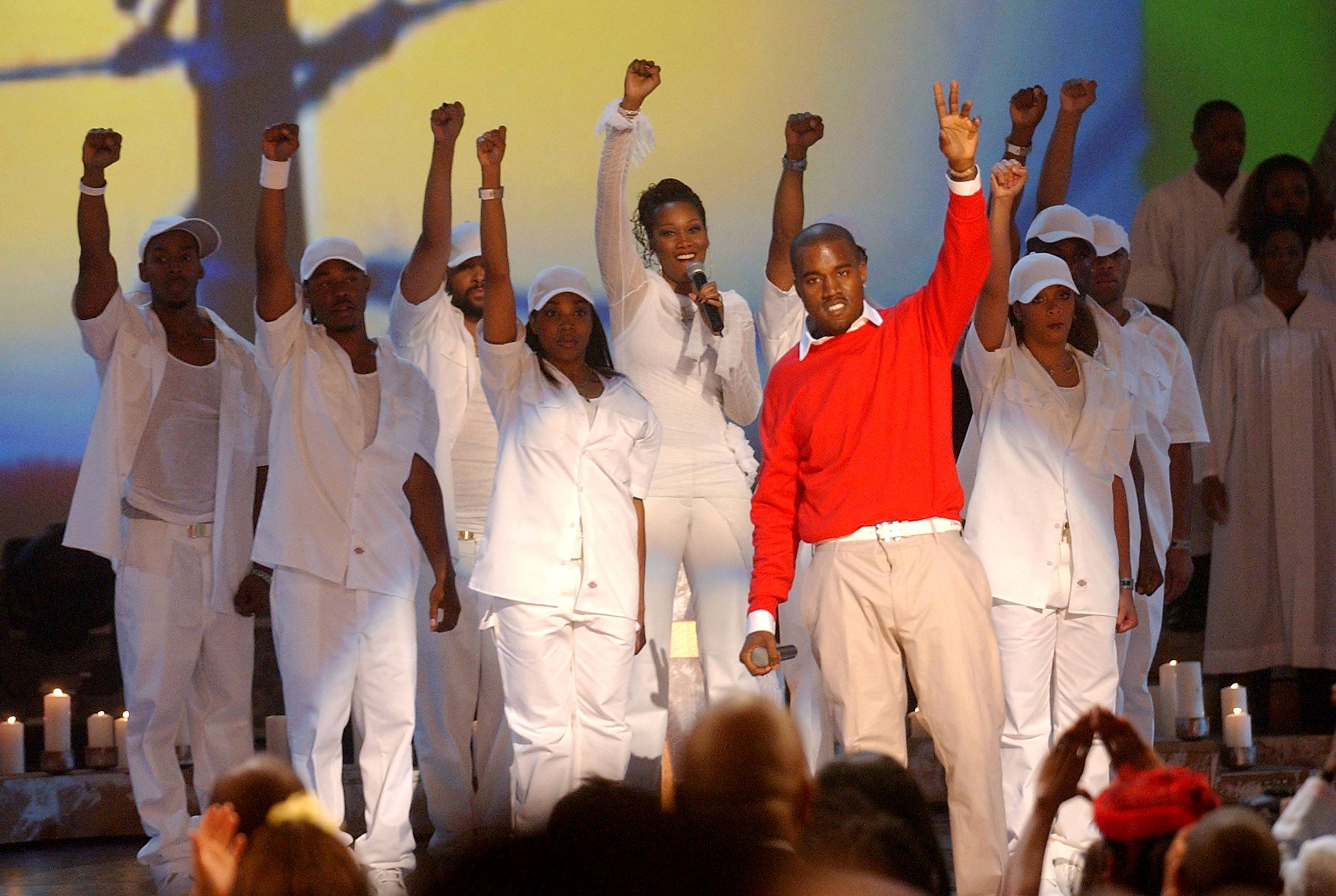 Walking With Jesus - Kanye West had us catching the holy ghost when he brought out Yolanda Adams for his &quot;Jesus Walks&quot; performance at the 2004 BET Awards.&nbsp;(Photo:&nbsp;M. Caulfield/WireImage.com)
