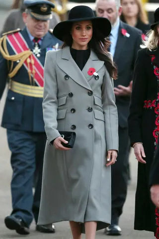 Meghan Markle wears custom Brandon Maxwell coat to join Prince