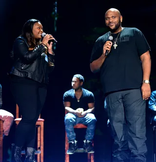 American Idols - American Idol winners Candice Glover and Ruben Studdard create a magical moment as the two vocal powerhouses perform a must-see duet.(Photo: Ethan Miller/BET/Getty Images for BET)