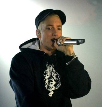 Eminem, 'Rap God' - &quot;My pen’ll go off when I half-cock it / Got a fat knot from that rap profit / Made a living and killing off it / Ever since Bill Clinton was still in office / With Monica Lewinsky feeling on his n**sack.&quot;(Photo: Jeff Kravitz/FilmMagic for YouTube)