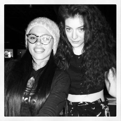 Questlove @questlove - Oh Lorde, what do we have here?! It looks like Elle Varner and &quot;Royals&quot; singer Lorde get a photo op courtesy of Questlove. Wouldn't you like to roll in that circle?(Photo: Instagram via Questlove)