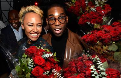 Everything is Coming Up Roses - Tinie Tempah celebrates his birthday with Emeli Sandé and a gift of 2500 red roses during the Beats by Dre present Tinie Tempah's Demonstration album launch party at DSTRKT in London, England. &nbsp;(Photo:&nbsp; Dave J Hogan/Getty Images for Beats by Dre)