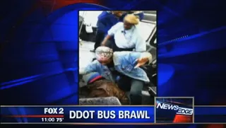 WWE or a Detroit Bus? - The crimes against bus drivers persisted. Drivers were stabbed and even had urine thrown on them. One driver even got into an all-out brawl with a passenger who was upset that her transfer card was stuck inside the scanner.&nbsp; The August brawl was caught on camera just weeks after the crack pipe incident.(Photo: Fox 2 Detroit)