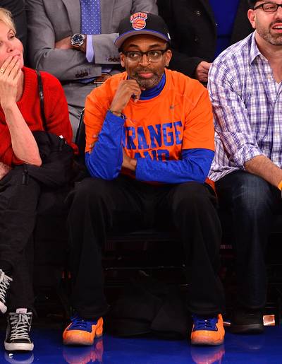 Super Fan - Spike Lee rocks his orange and blue courtside at the New York Knicks versus Charlotte Bobcats game at Madison Square Garden in New York City. (Photo: James Devaney/WireImage)